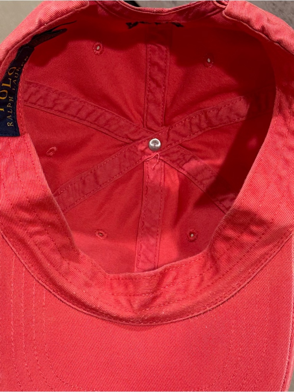 Polo Ralph Lauren Light Red Baseball Cap with Navy Pony - Picture 6 of 8